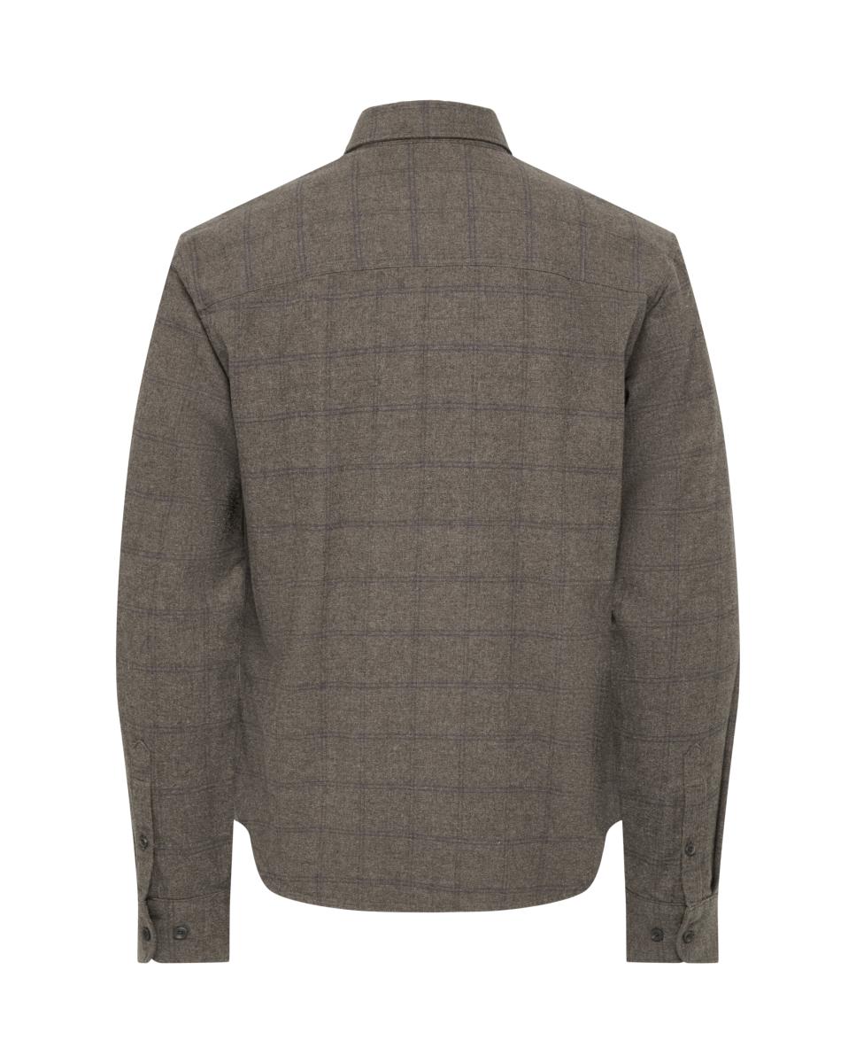 Camisa de hombre manga larga slim fit.100% Algodón. - Only & Sons - Marrón Marrón-4