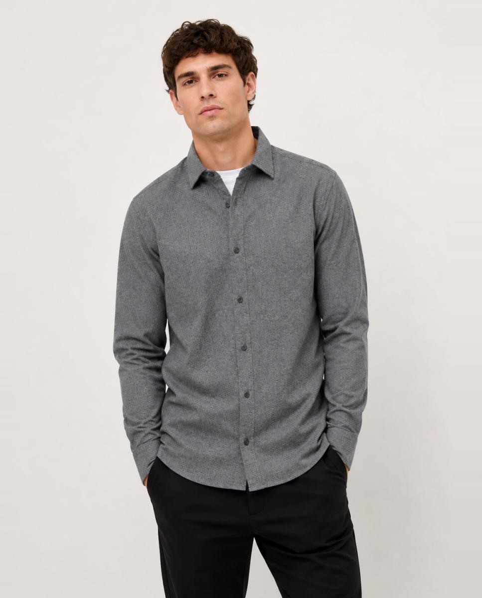 Camisa de hombre manga larga slim fit.100% Algodón. - Only & Sons - Gris Gris-1