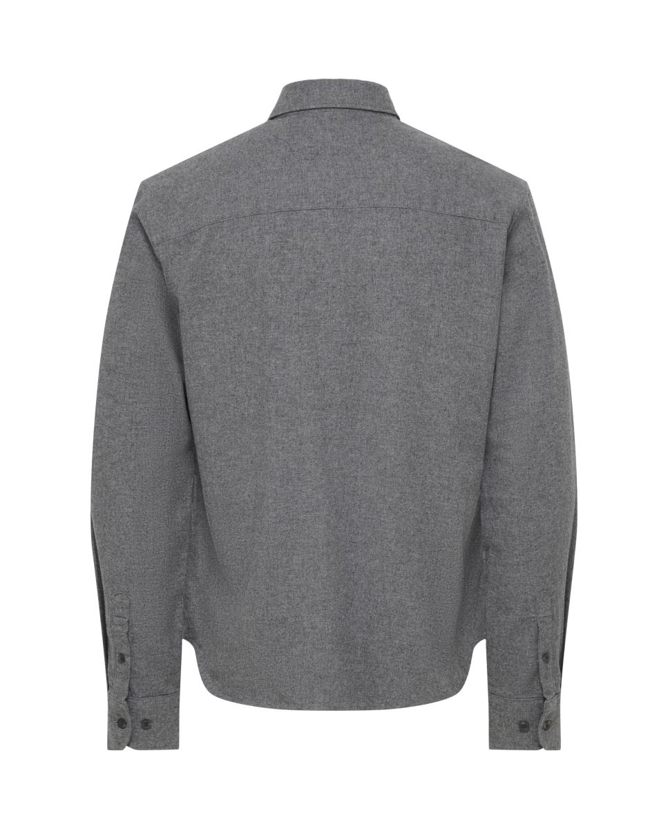 Camisa de hombre manga larga slim fit.100% Algodón. - Only & Sons - Gris Gris-4