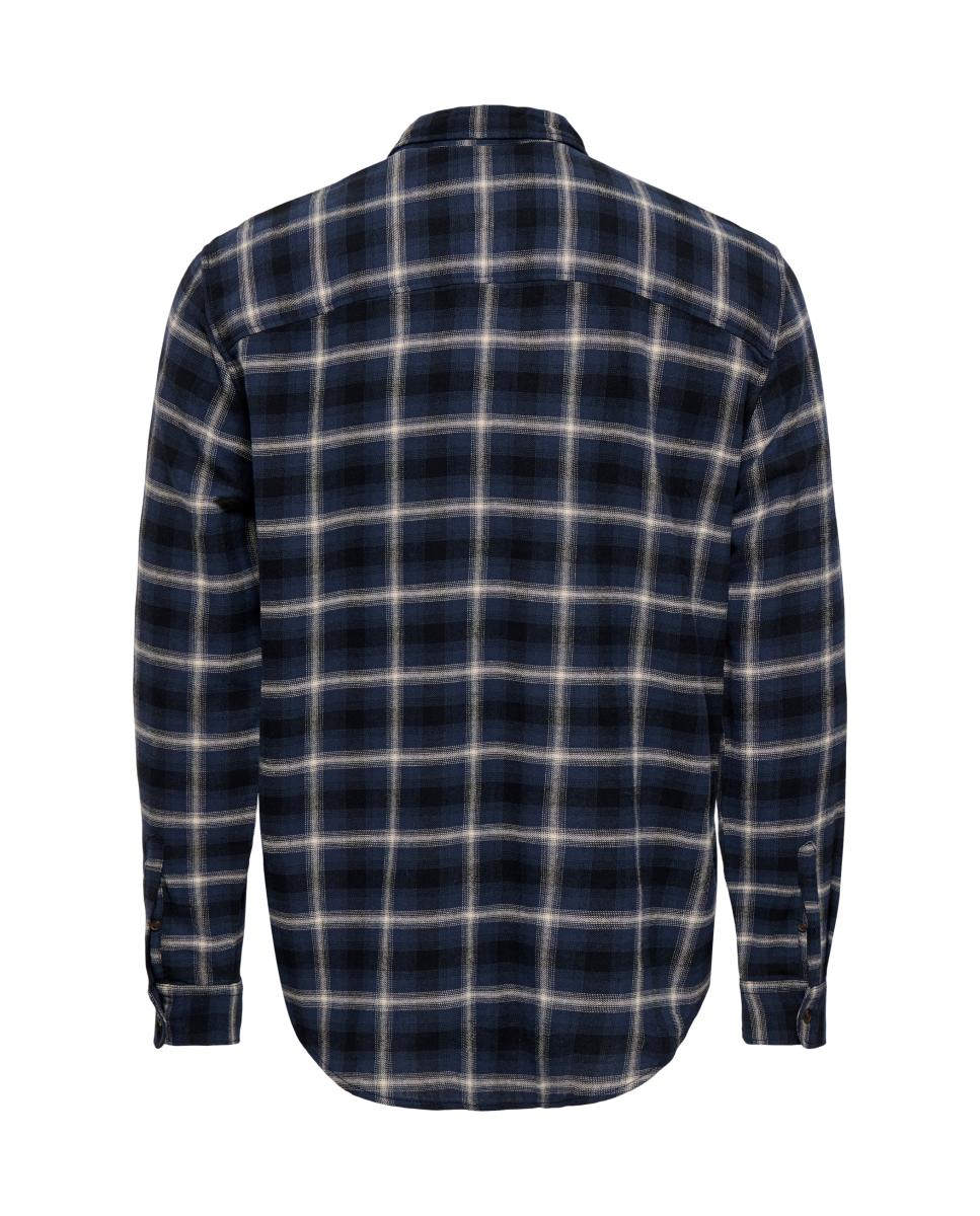 Camisa de hombre manga larga regular fit. 100% Algodón orgánico. - Only & Sons - Azul marino Azul marino-6