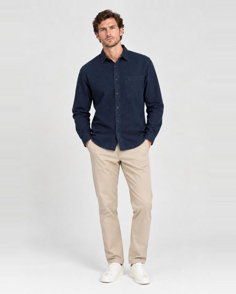 Camisa de Manga Comprida com Fecho de Botões Azul-marinho-6