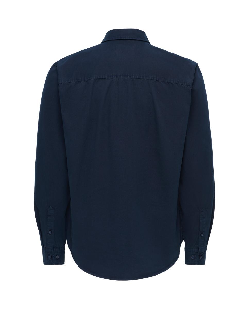 Camisa de Manga Comprida com Fecho de Botões Azul-marinho-4