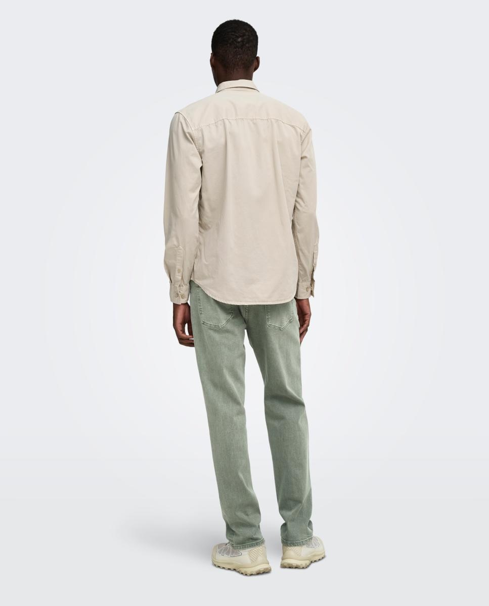 Camisa de manga larga con cierre de botones - Only & Sons - Beige Beige-2