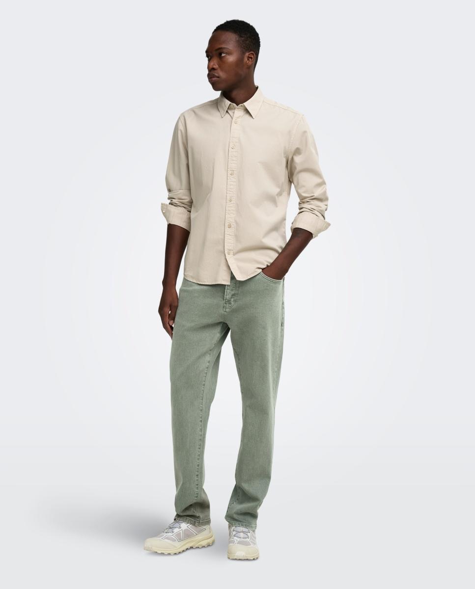 Camisa de manga larga con cierre de botones - Only & Sons - Beige Beige-7