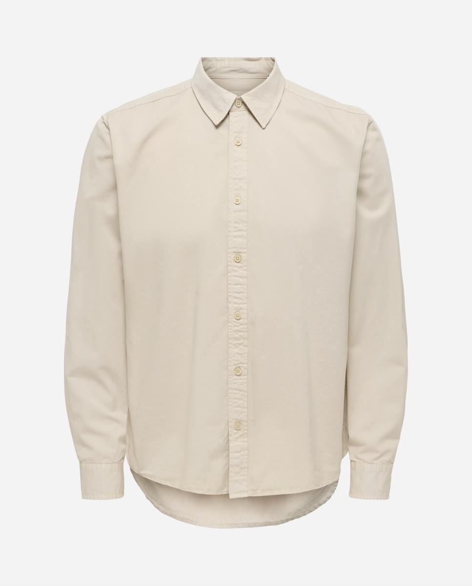 Camisa de manga larga con cierre de botones - Only & Sons - Beige Beige-5