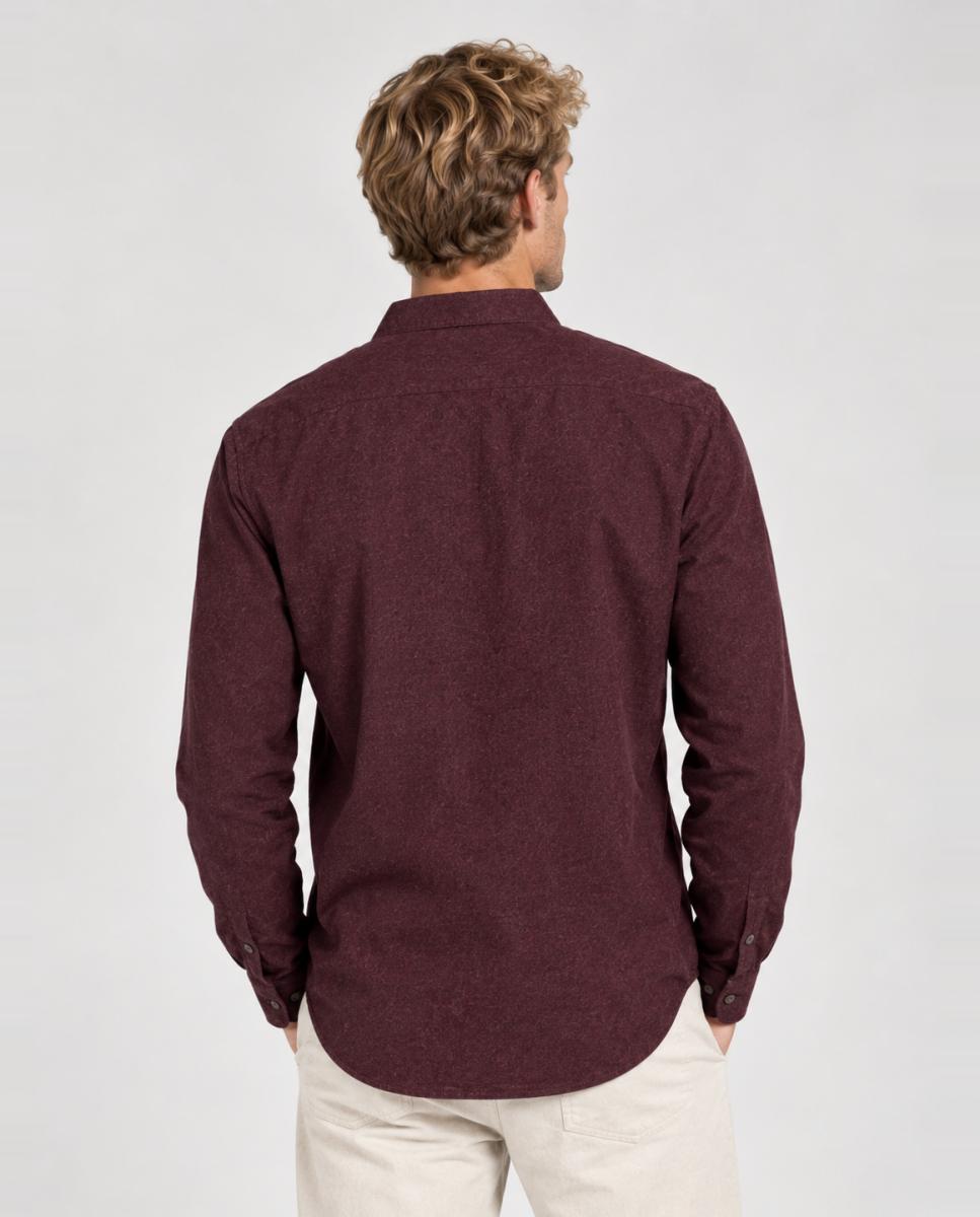 Camisa de hombre con cuello clásico y bolsillo frontal - Only & Sons - Burdeos Burdeos-2