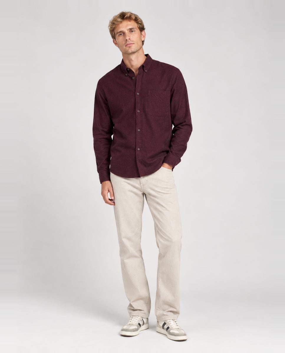 Camisa de hombre con cuello clásico y bolsillo frontal - Only & Sons - Burdeos Burdeos-6