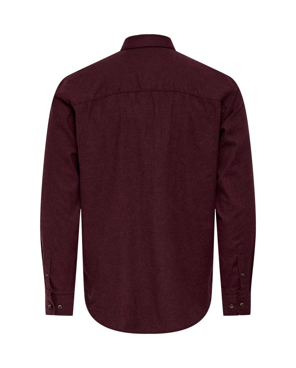 Camisa de hombre con cuello clásico y bolsillo frontal - Only & Sons - Burdeos Burdeos-4