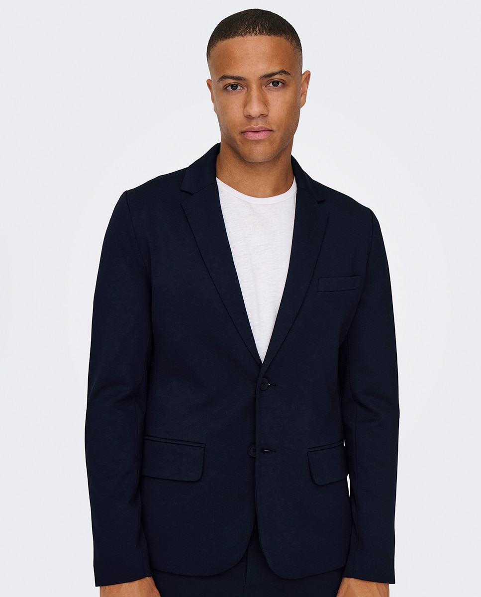 Casaco Clássico Slim Fit Azul-marinho-3