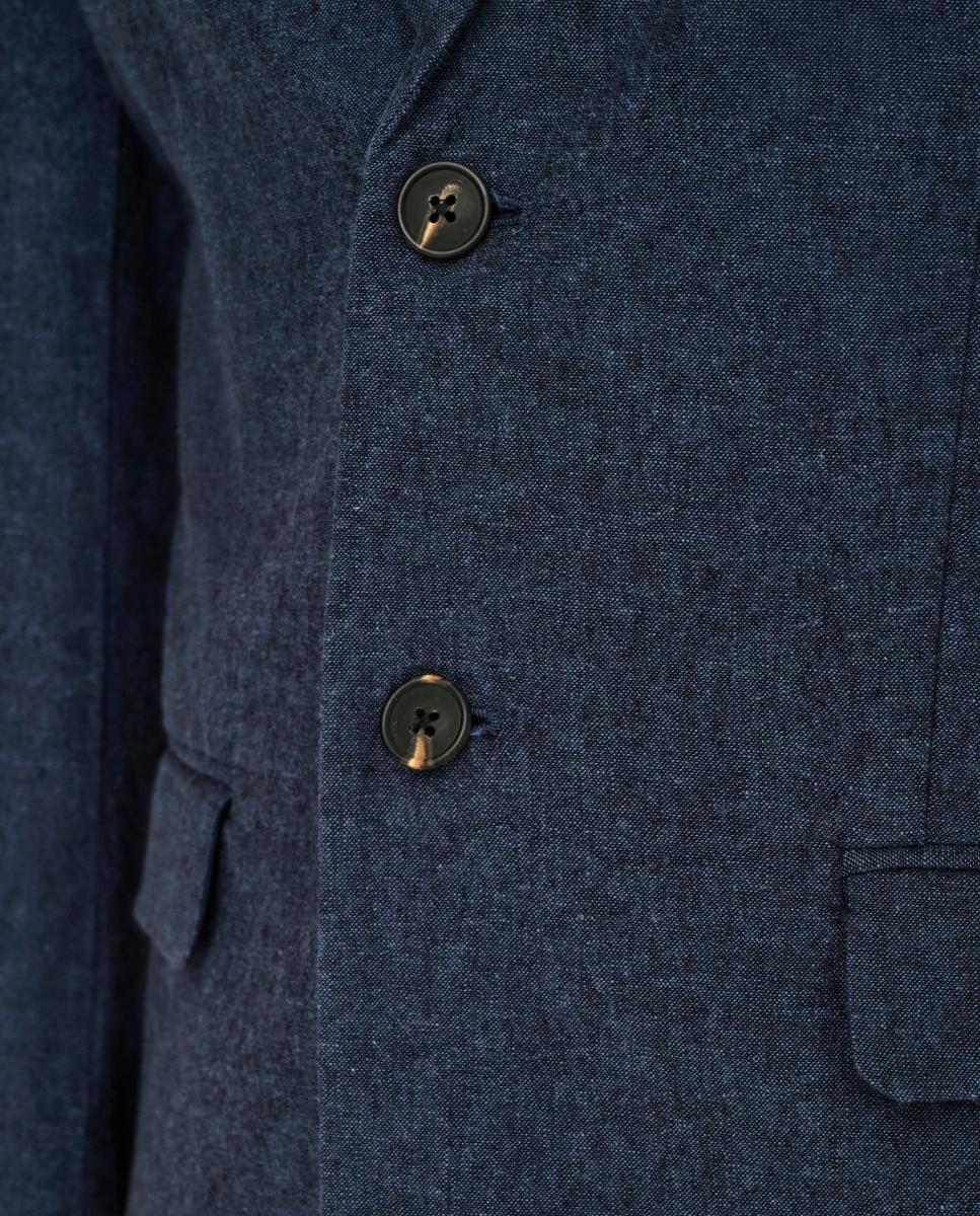 Casaco Tipo Blazer Slim Fit. Composto de Algodão e Linho Azul-marinho-3