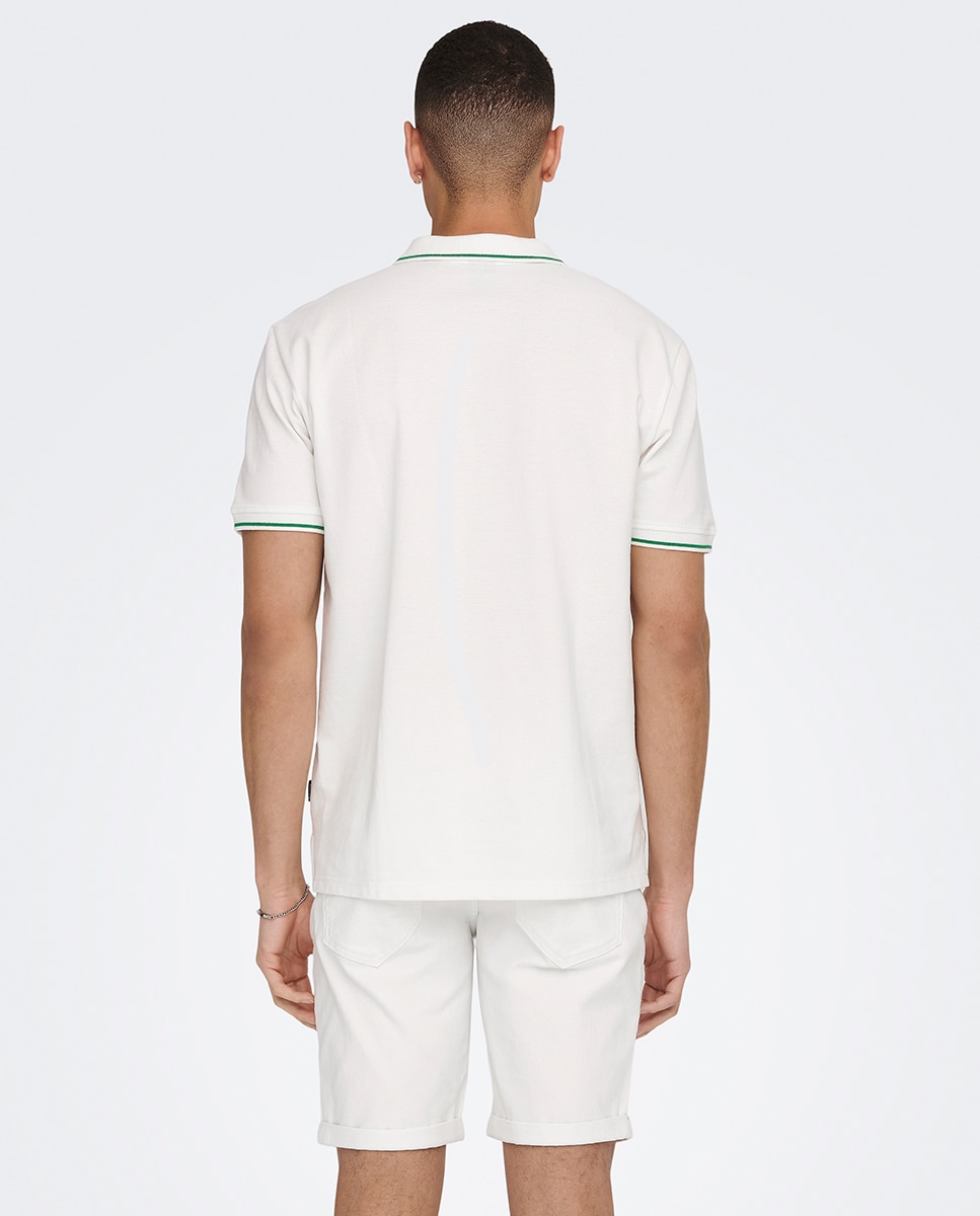 Polo Piqué Regular Fit com Manga Curta Branco-2