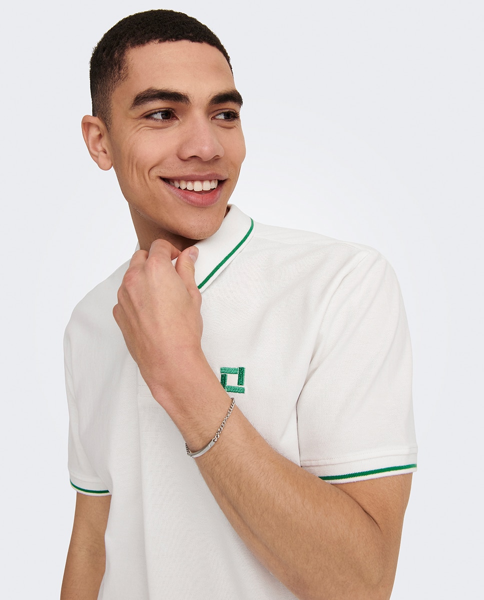 Polo Piqué Regular Fit com Manga Curta Branco-4