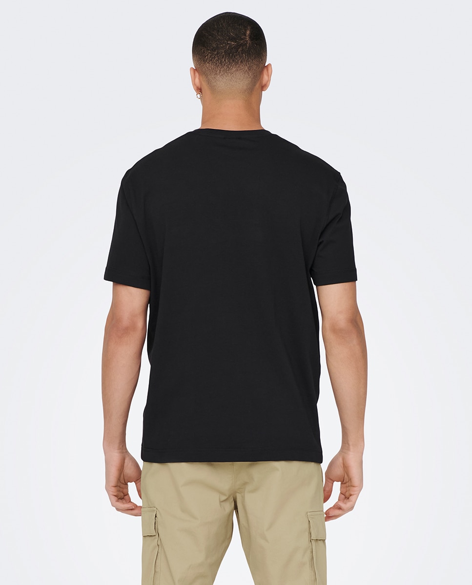 Camiseta básica de hombre manga corta - Only & Sons - Negro Negro-2
