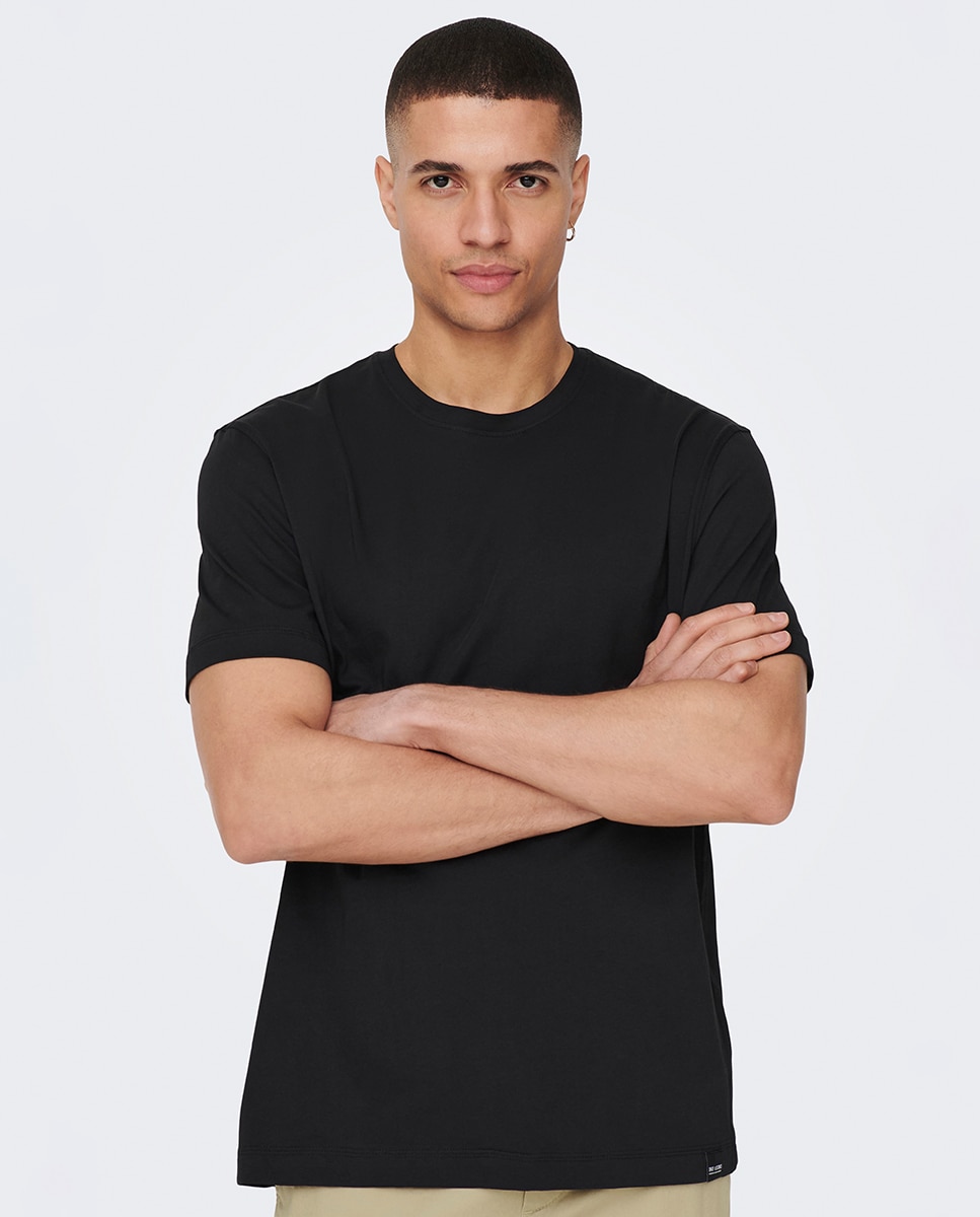 Camiseta básica de hombre manga corta - Only & Sons - Negro Negro-3