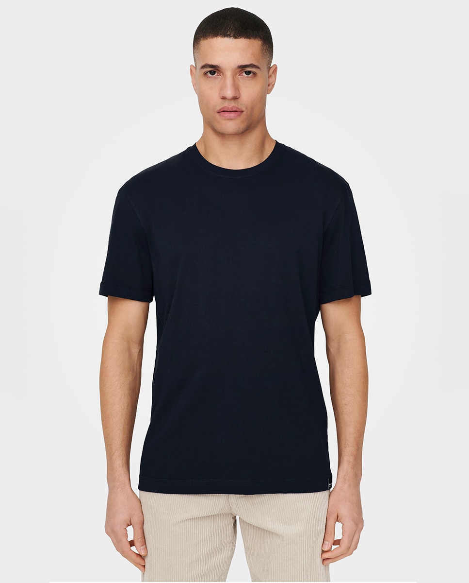 Camiseta básica de hombre manga corta - Only & Sons - Azul marino Azul marino-1
