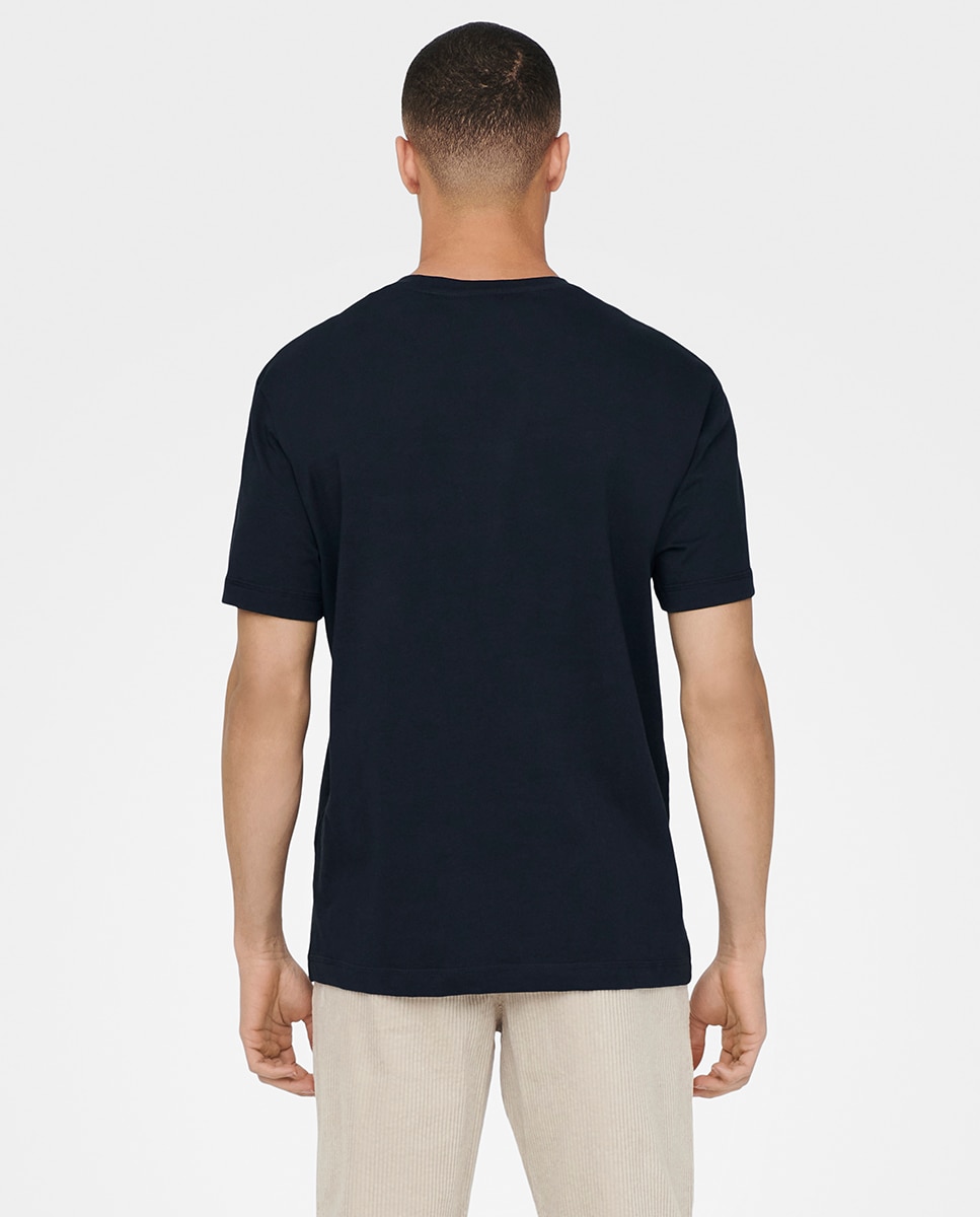 Camiseta básica de hombre manga corta - Only & Sons - Azul marino Azul marino-2