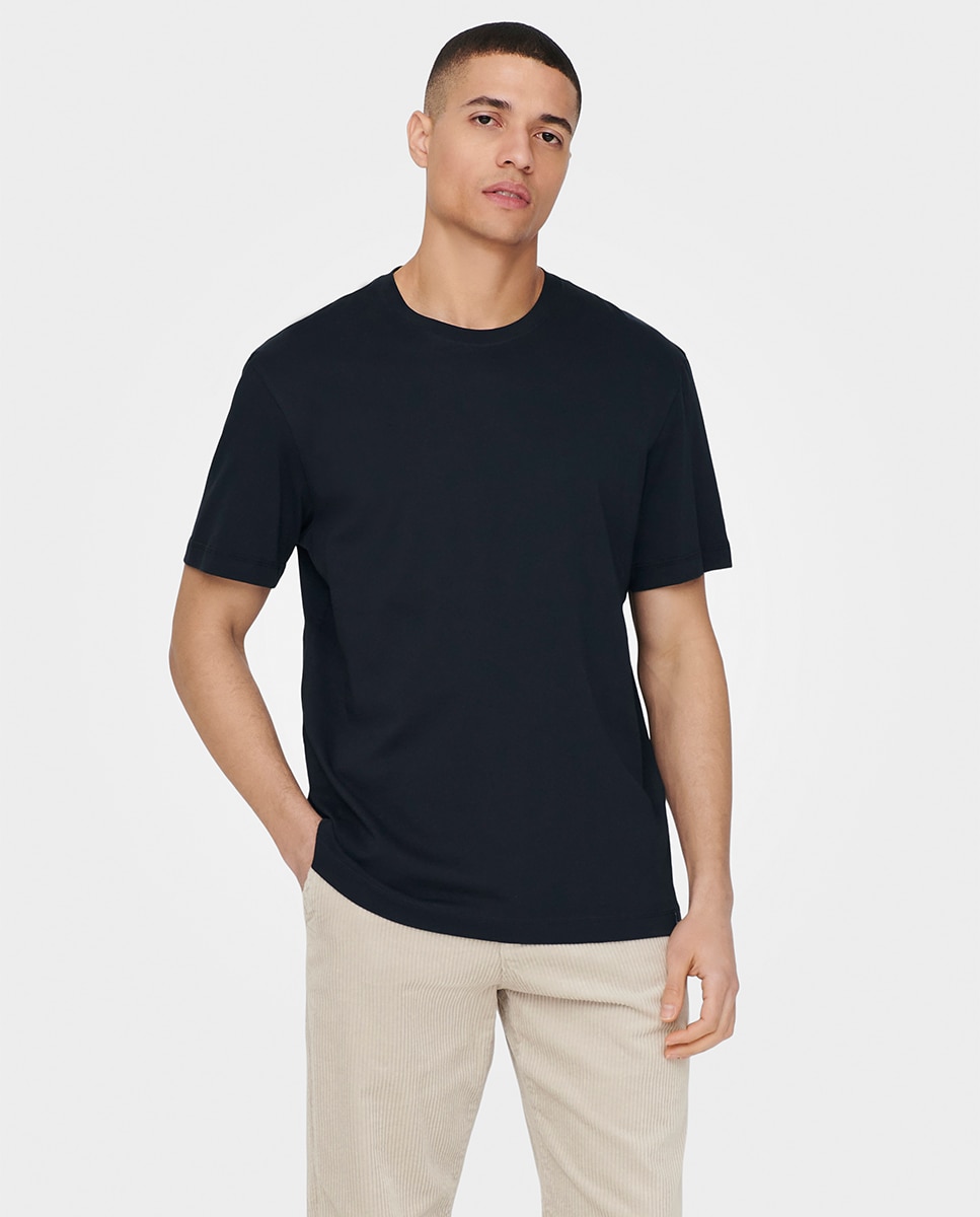 Camiseta básica de hombre manga corta - Only & Sons - Azul marino Azul marino-3