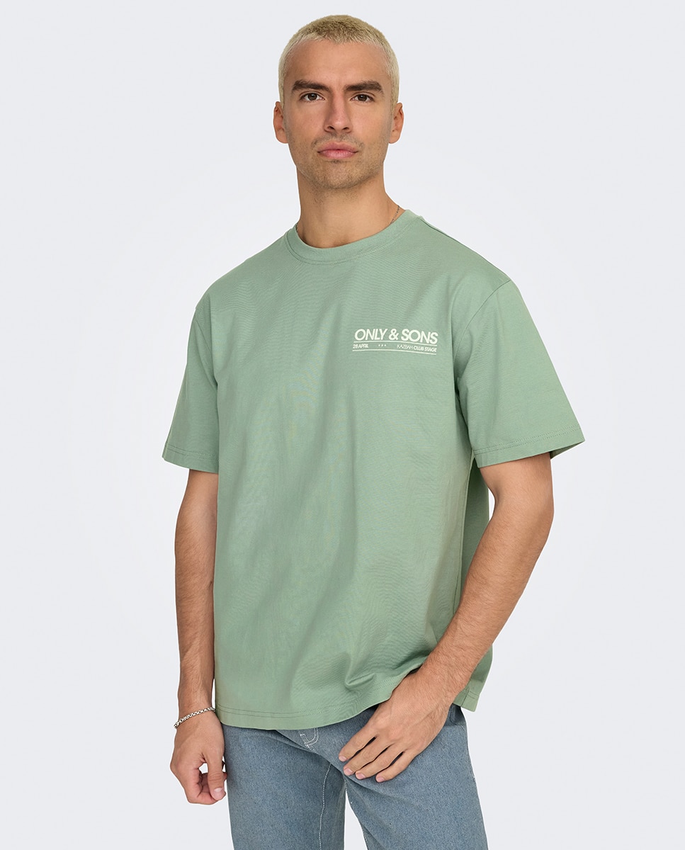 T-shirt Relaxed Fit com Manga Curta Verde-1