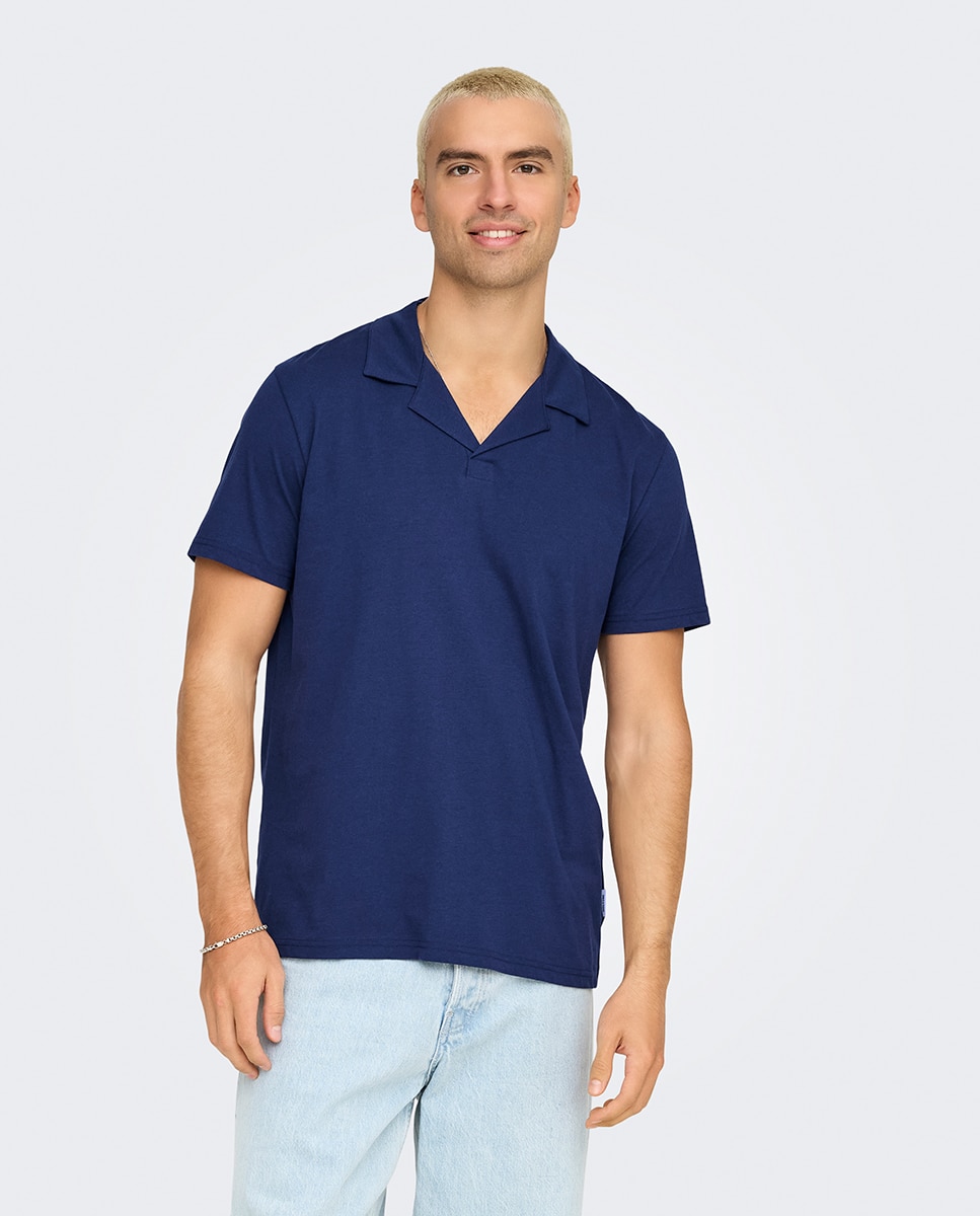 Polo Regular Fit 100% Algodão Orgânico Azul-1