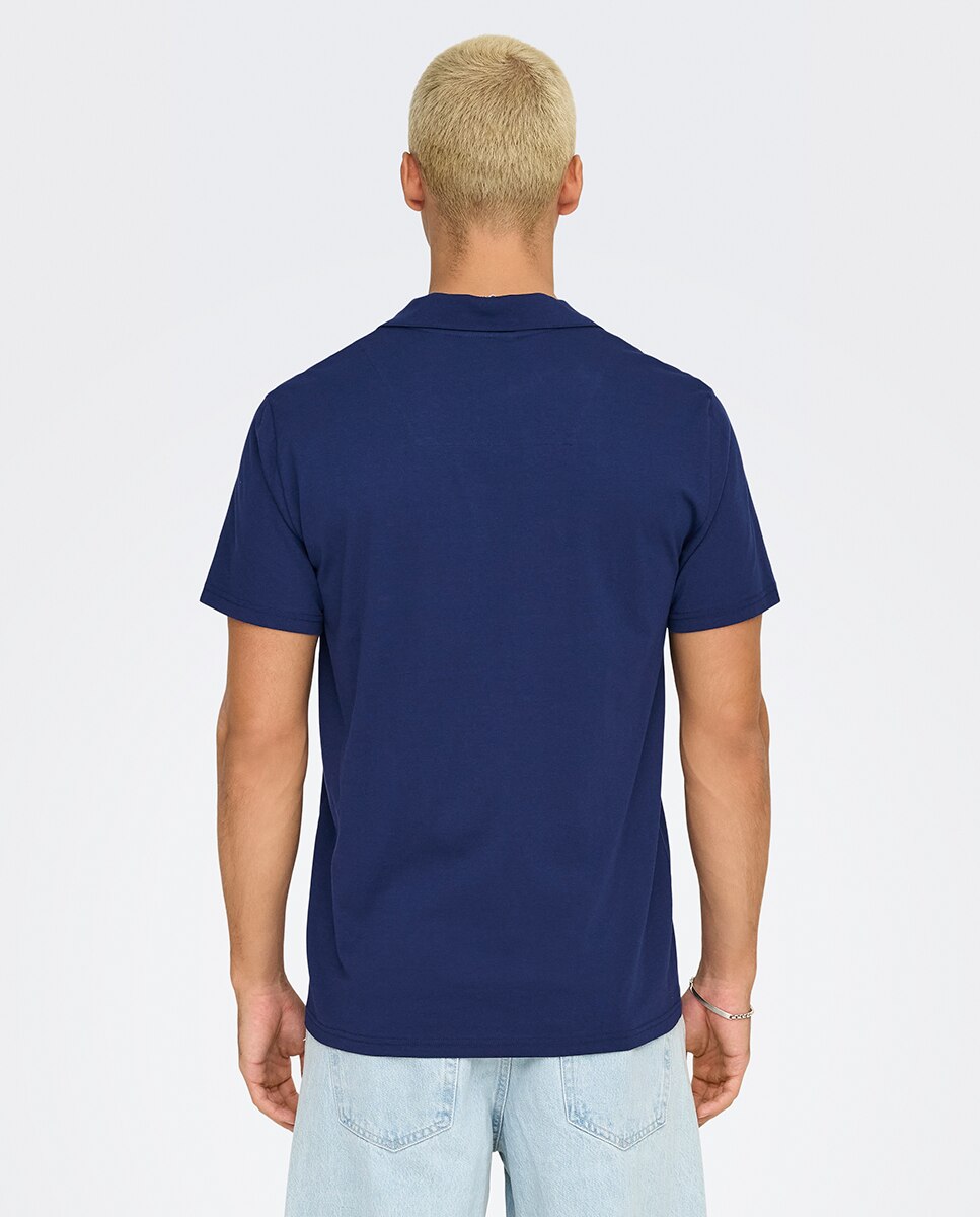 Polo Regular Fit 100% Algodão Orgânico Azul-2