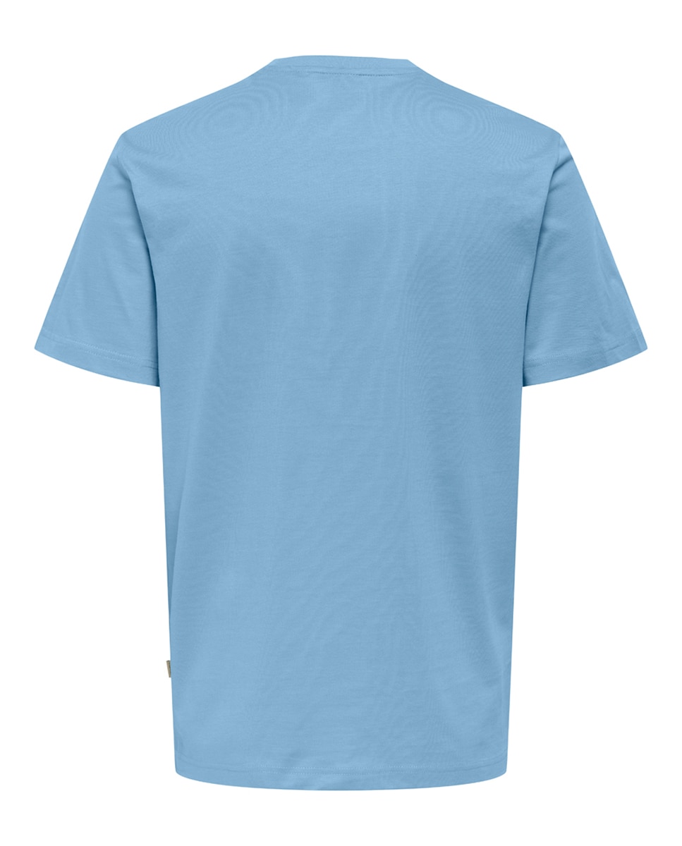 T-shirt Regular Fit com Manga Curta Azul-2