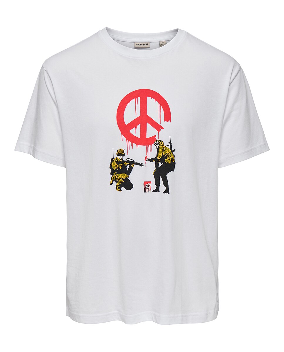 T-shirt Relaxed Fit com Manga Curta Branco-1