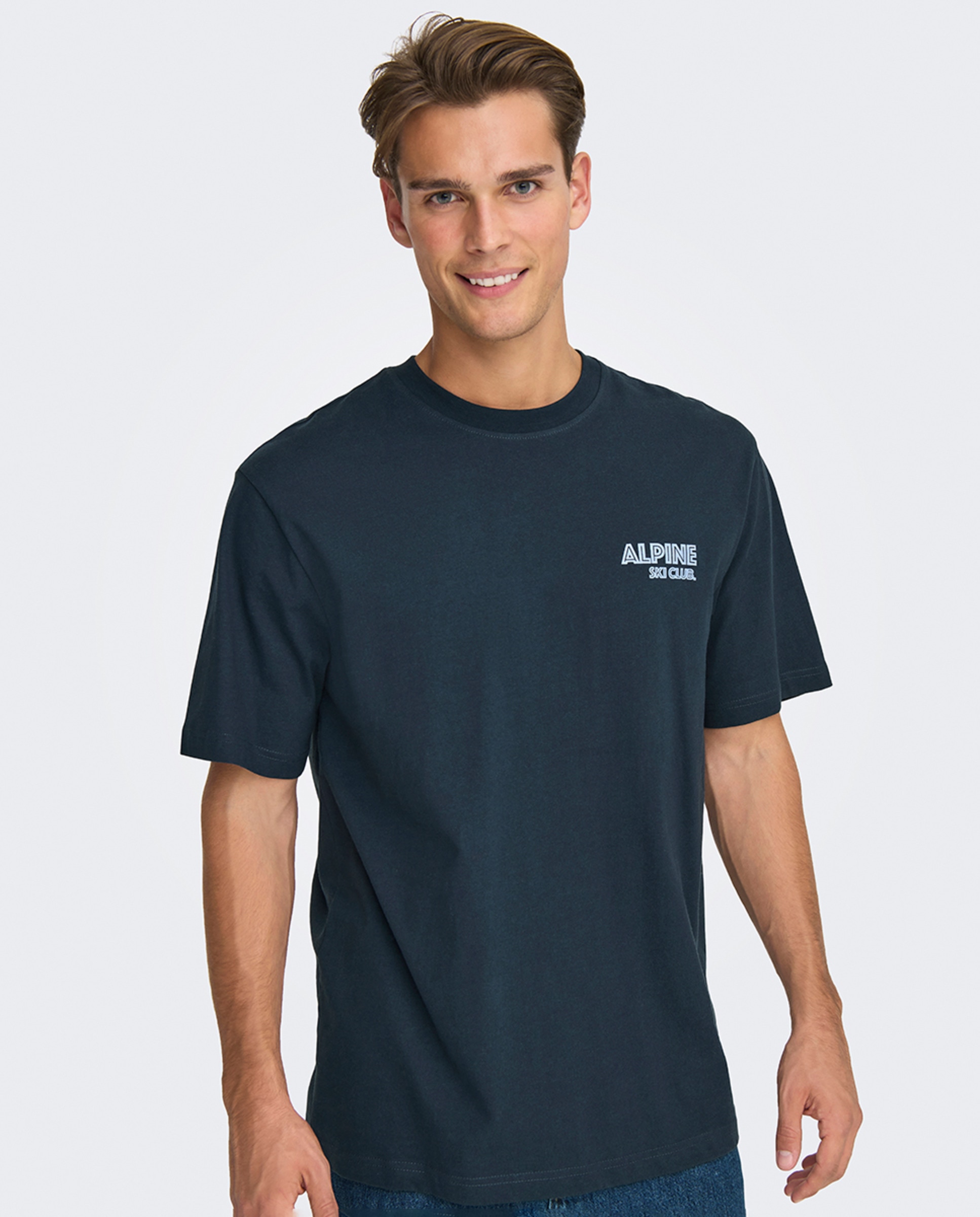 T-shirt de Manga Curta Relaxed Fit 100% Algodão Azul-3