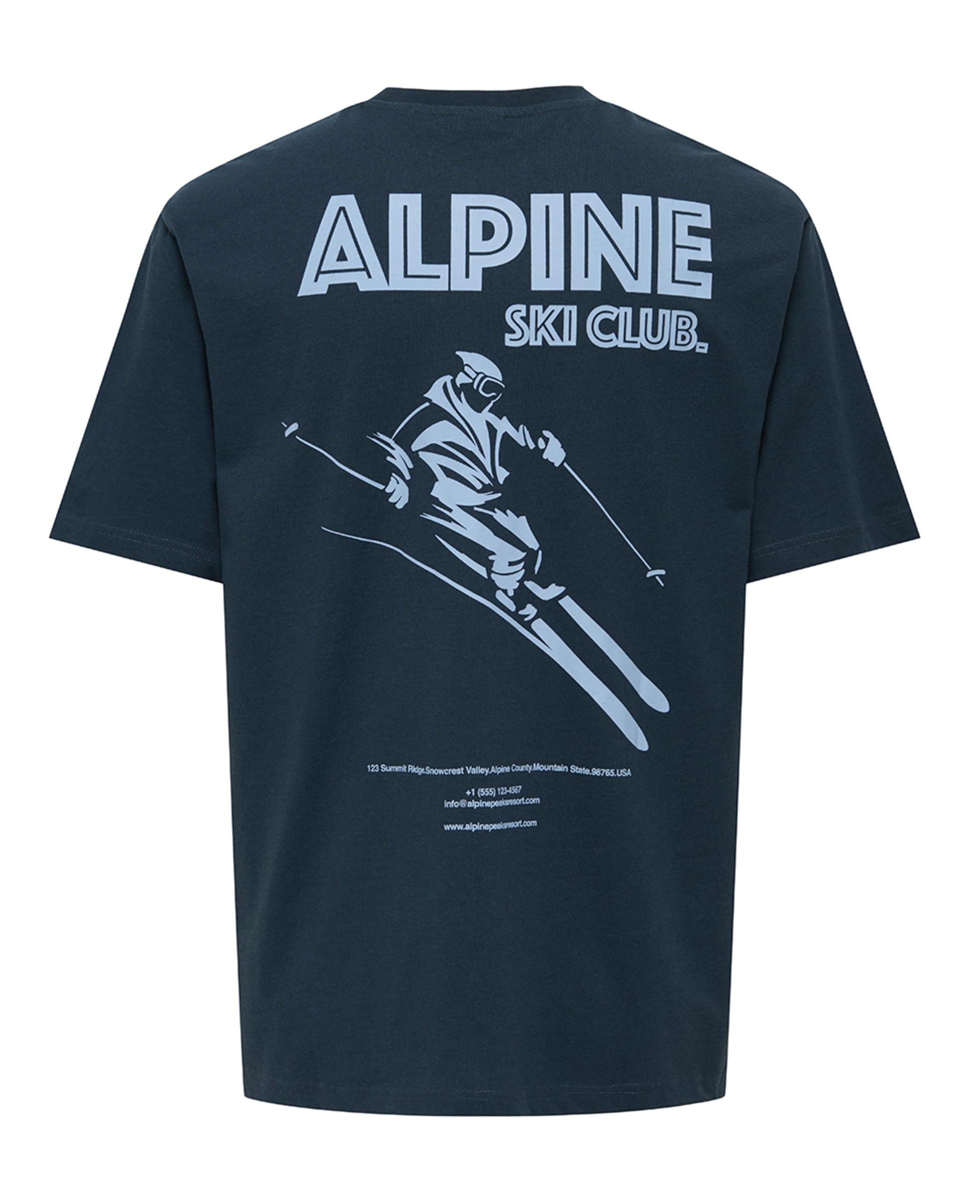 T-shirt de Manga Curta Relaxed Fit 100% Algodão Azul-6