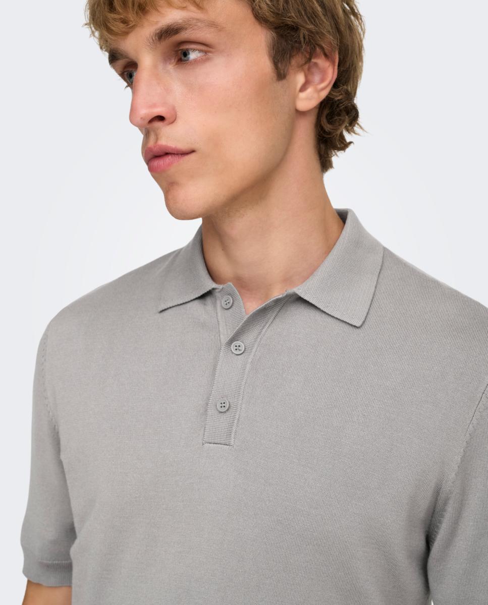 Polo de Malha Regular Fit Cinzento-2