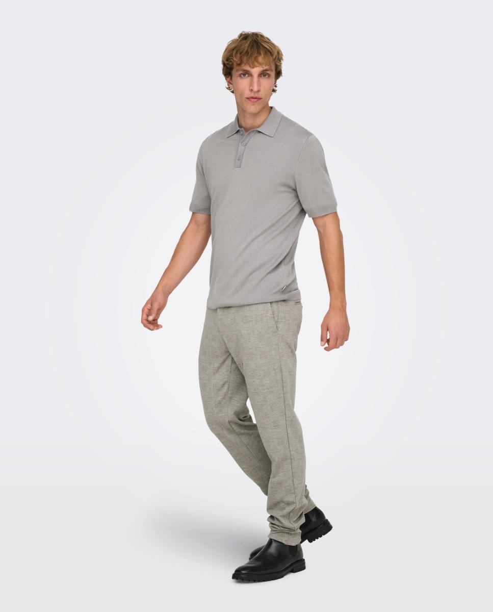 Polo de Malha Regular Fit Cinzento-5