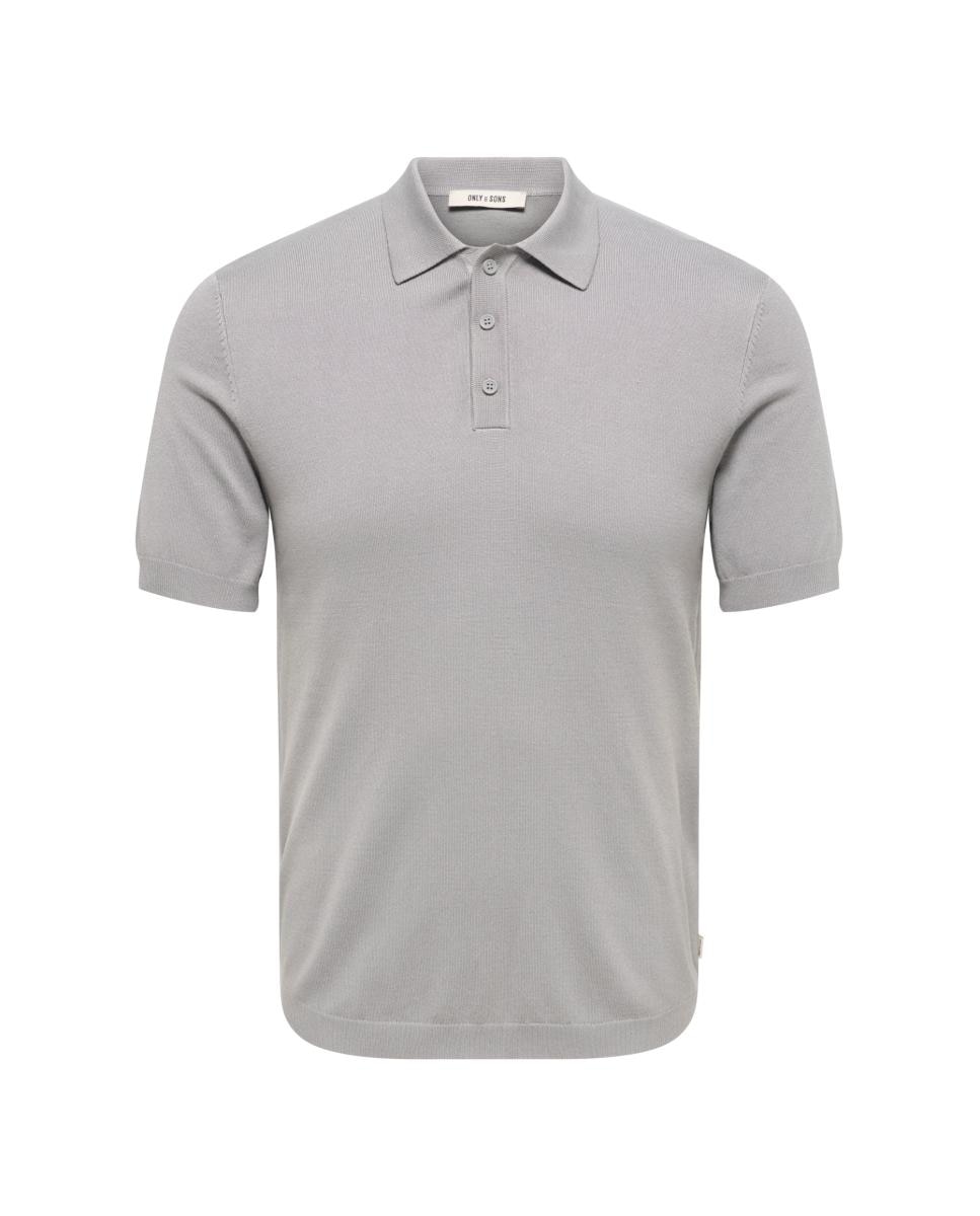 Polo de Malha Regular Fit Cinzento-3