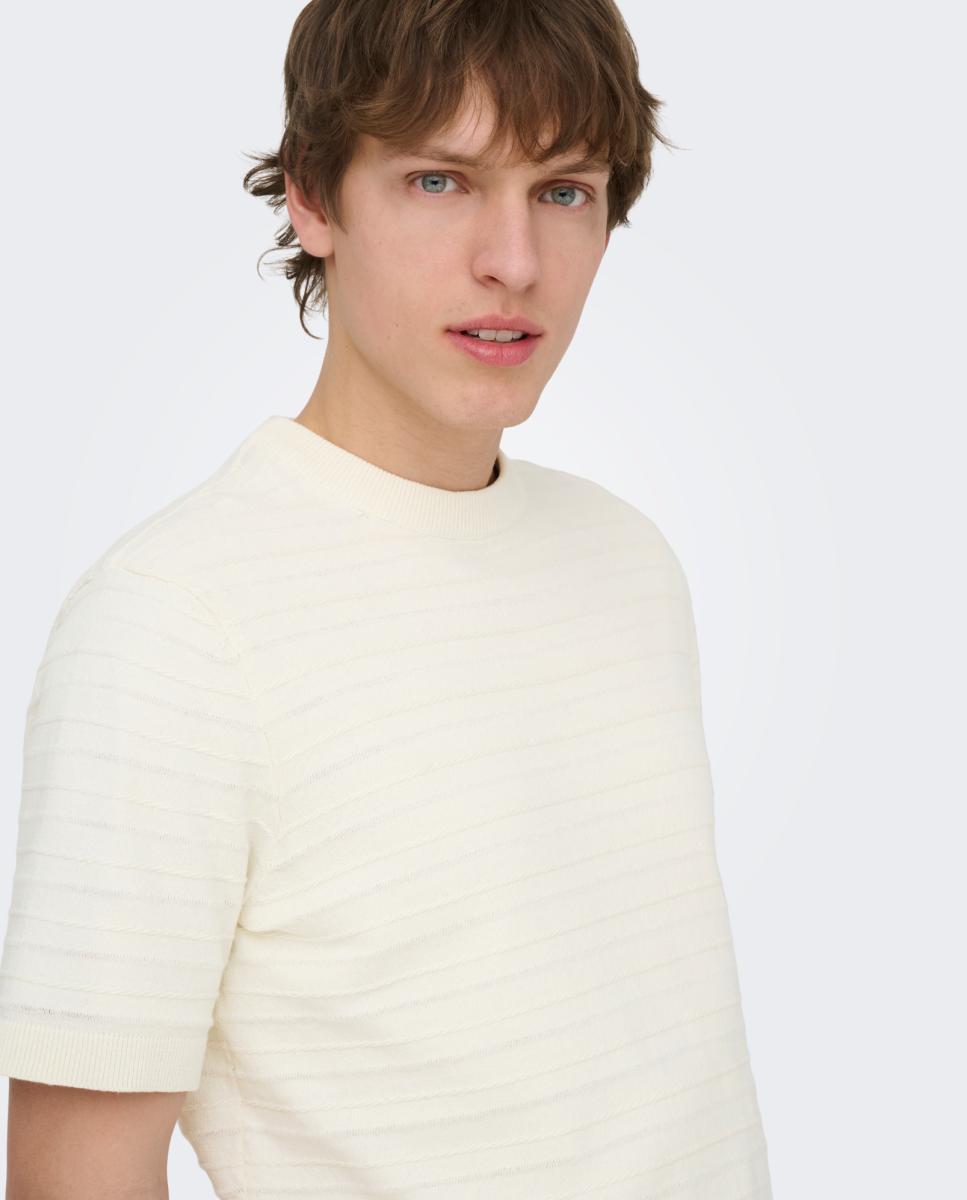 T-shirt de Malha com Manga Curta. Regular Fit Branco-2