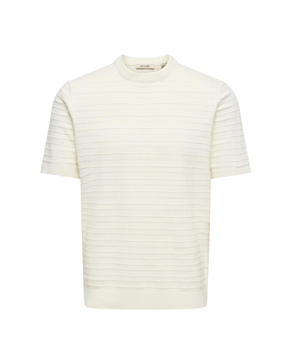 T-shirt de Malha com Manga Curta. Regular Fit Branco-3