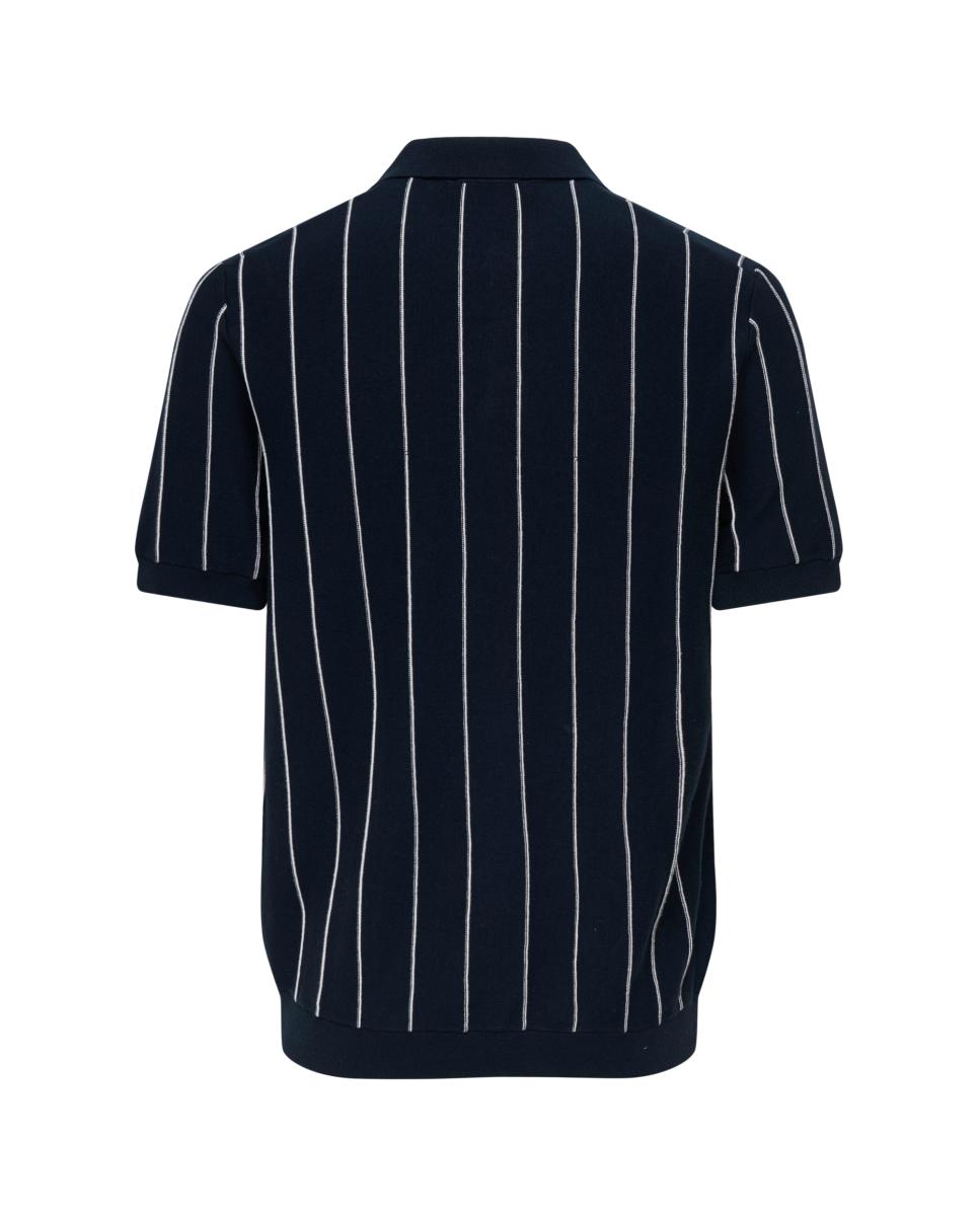 Polo de Malha Regular Fit com Manga Curta Azul-marinho-5