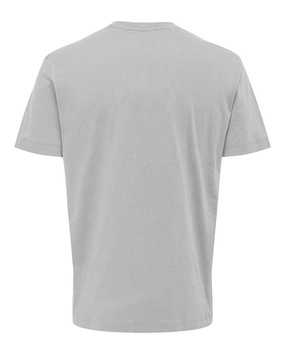 T-shirt Básica com Manga Curta Cinzento-4