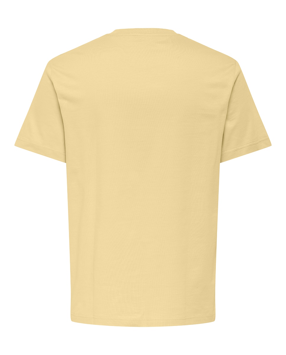 T-shirt Regular Fit. 100% Algodão Amarelo-4