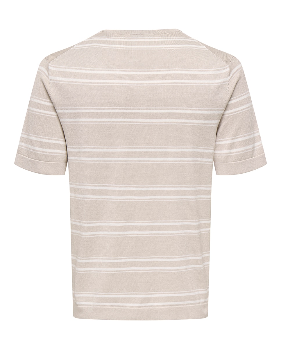 T-shirt de Malha com Manga Curta Bege-2