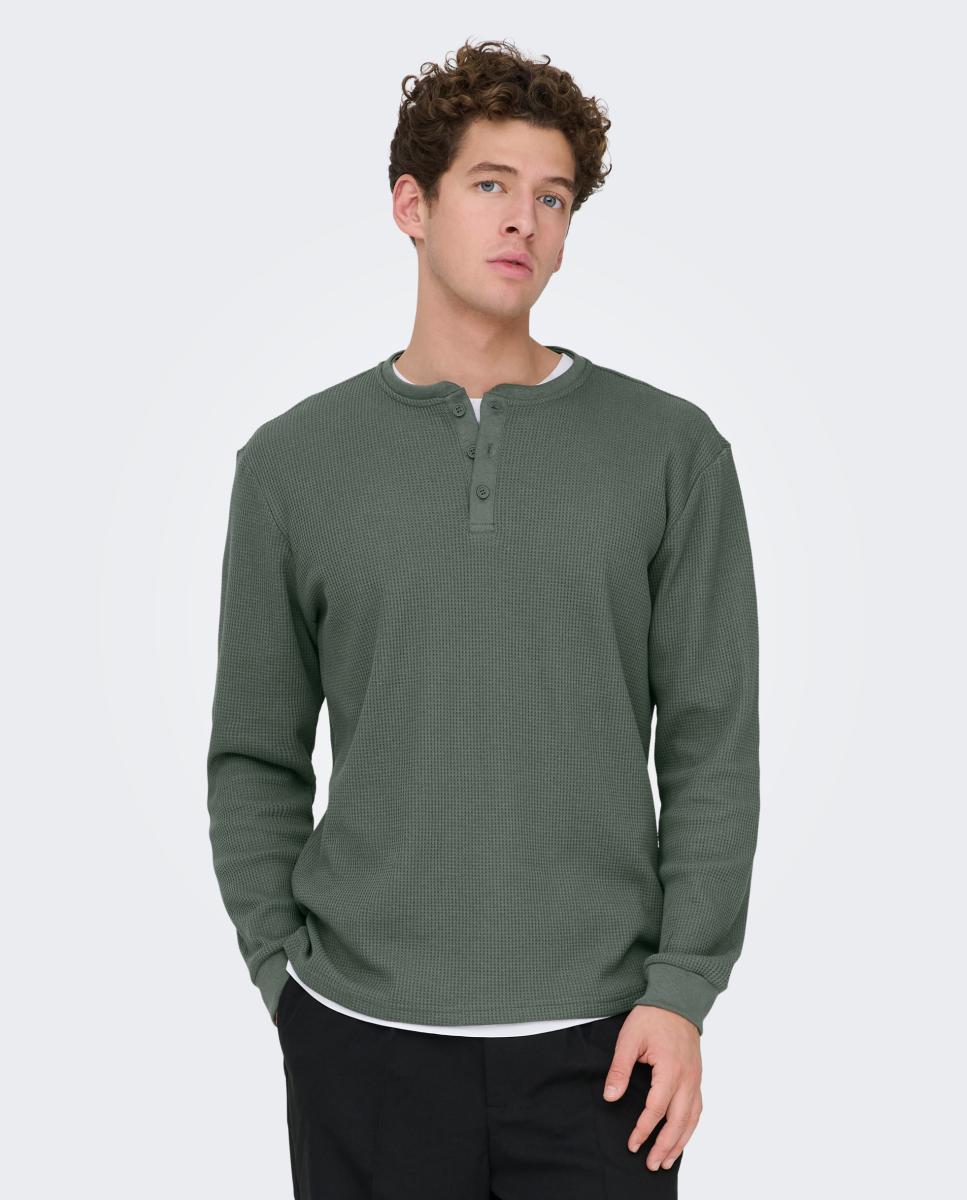 Imagem 0 de Camisola de Manga Comprida com Gola Henley