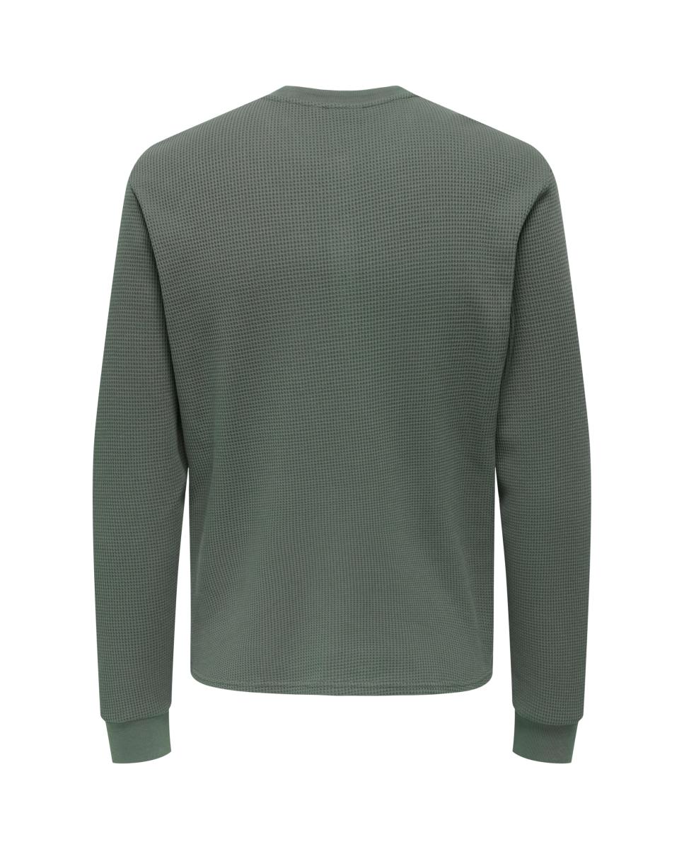 Camisola de Manga Comprida com Gola Henley Cinzento-5