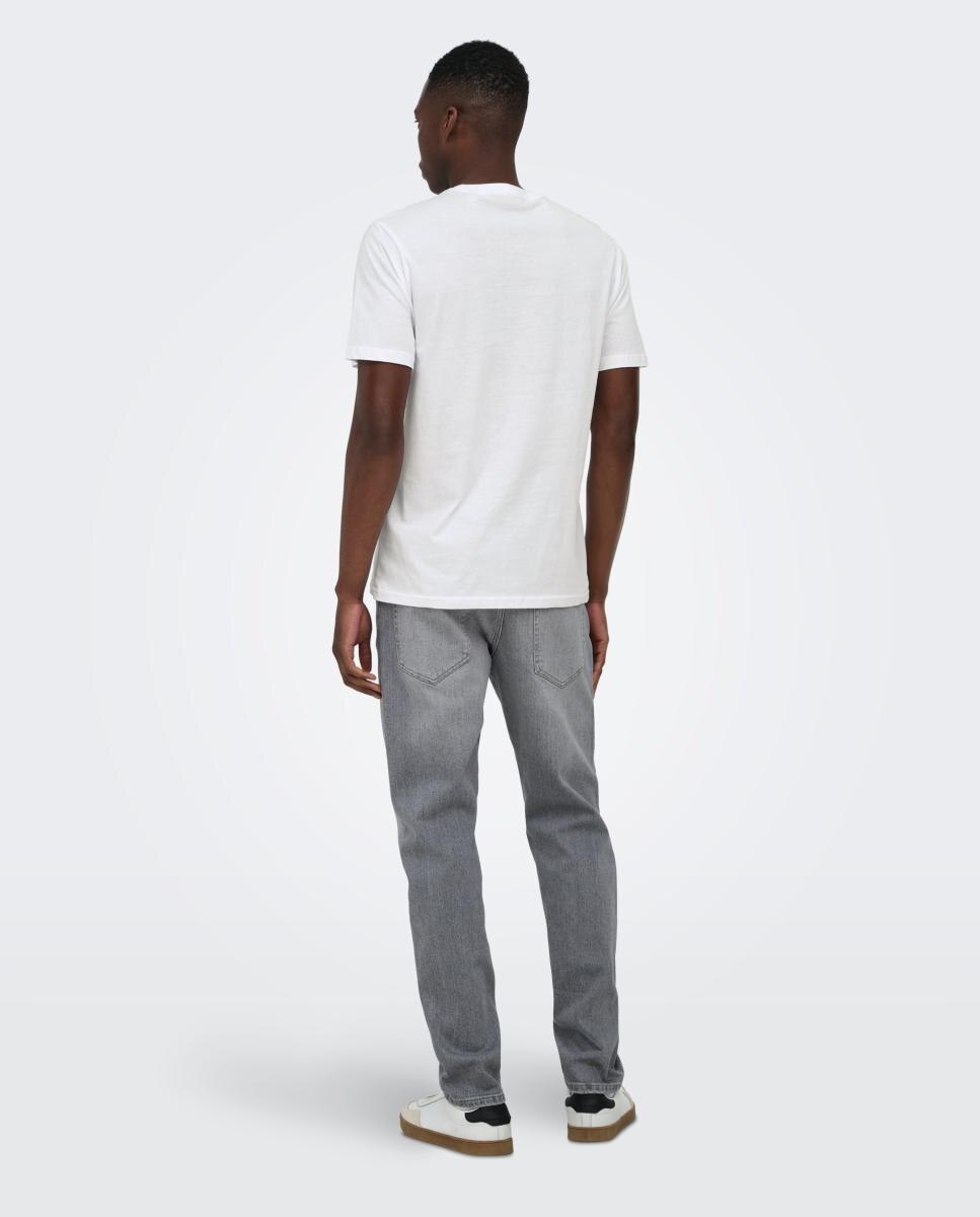 Camiseta de hombre de manga corta y detalle bordado - Only & Sons - Blanco Blanco-2