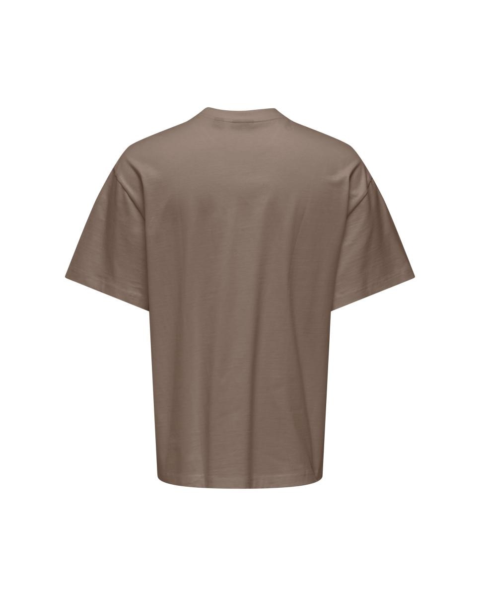 Camiseta de manga corta y detalle frontal - Only & Sons - Marrón Marrón-3