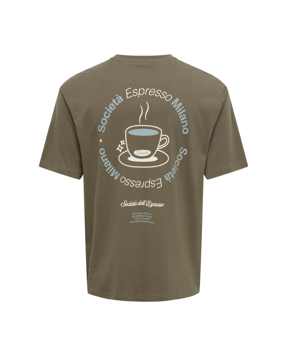 Camiseta de hombre de manga corta y print trasero - Only & Sons - Marrón Marrón-4