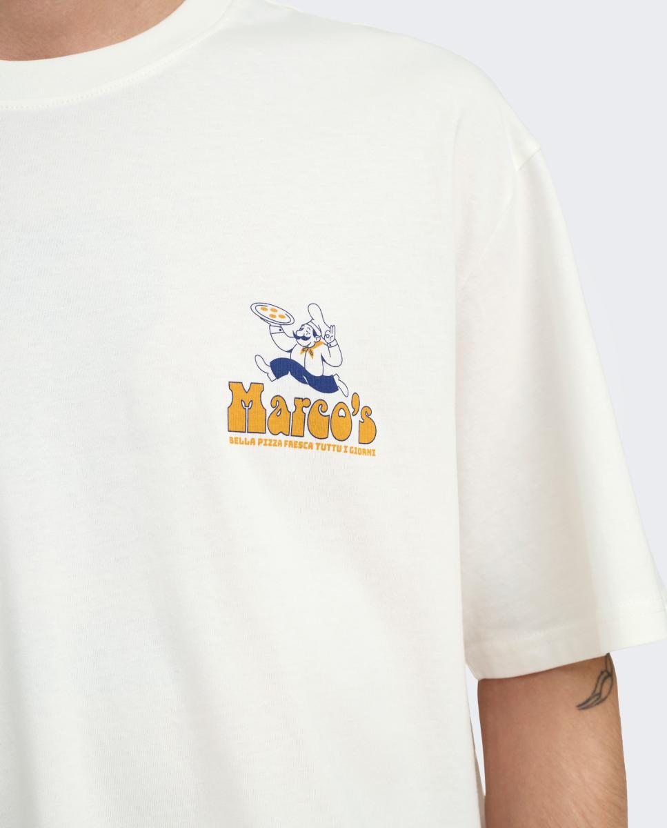 T-shirt de Manga Curta e Estampado Traseiro Branco-4