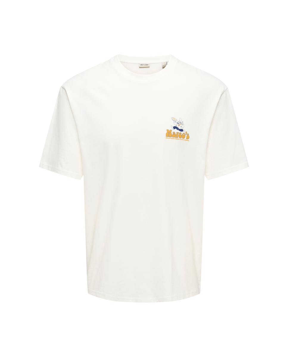 T-shirt de Manga Curta e Estampado Traseiro Branco-5