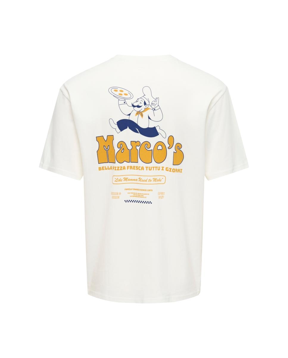 T-shirt de Manga Curta e Estampado Traseiro Branco-6