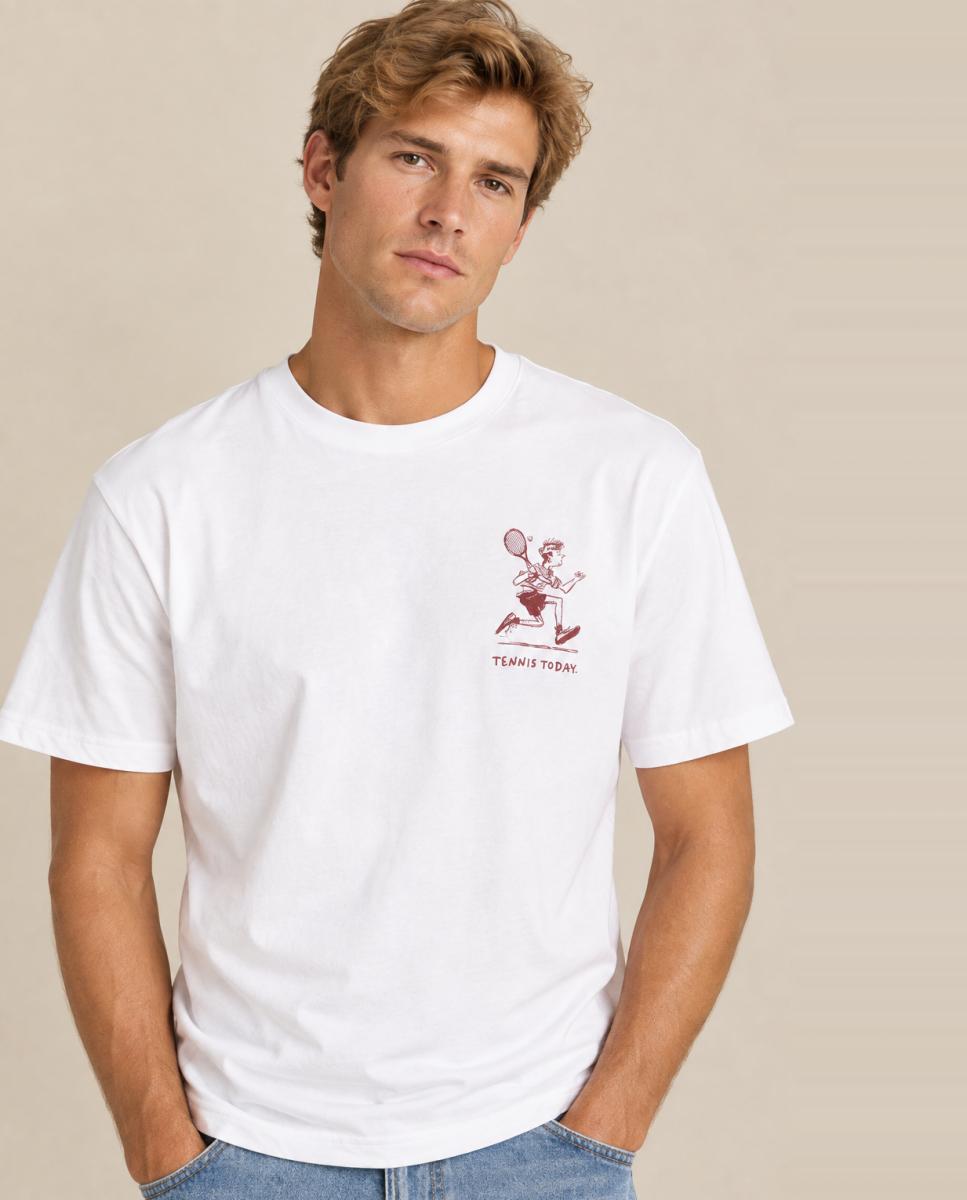 Camiseta de hombre de manga corta con detalle frontal - Only & Sons - Blanco Blanco-1