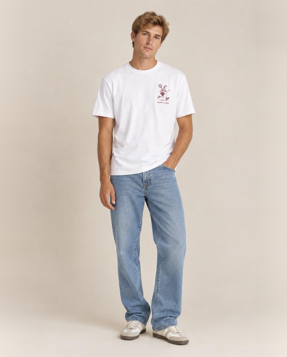 Camiseta de hombre de manga corta con detalle frontal - Only & Sons - Blanco Blanco-4