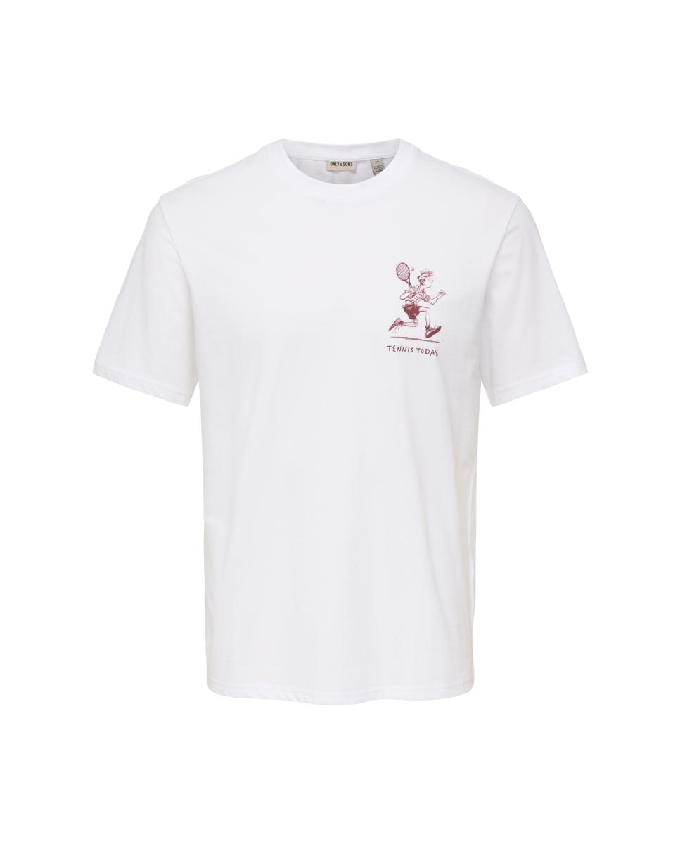 Camiseta de hombre de manga corta con detalle frontal - Only & Sons - Blanco Blanco-2