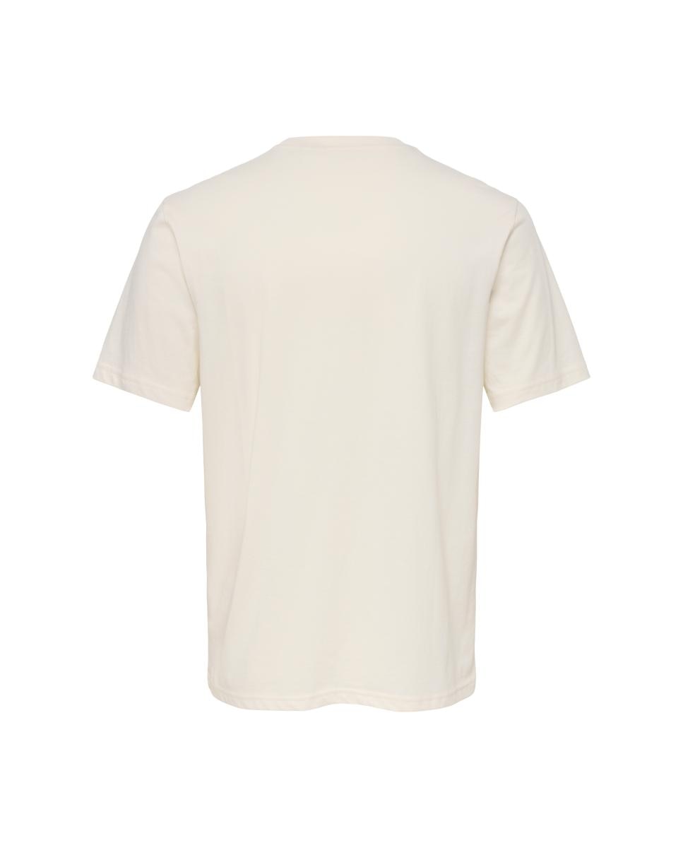 T-shirt de Manga Curta com Detalhe à Frente Creme-3