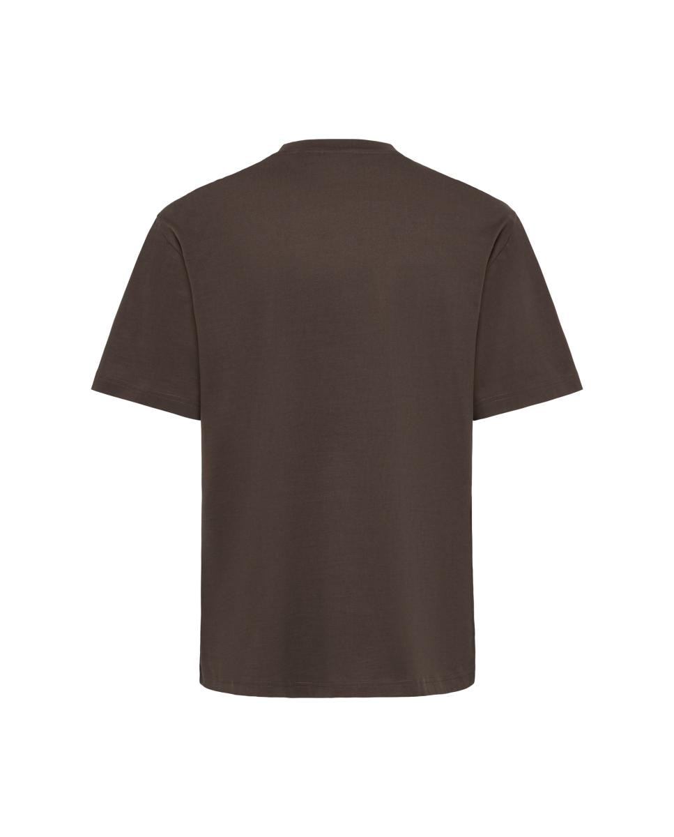 T-Shirt de Gola Redonda Castanho-3